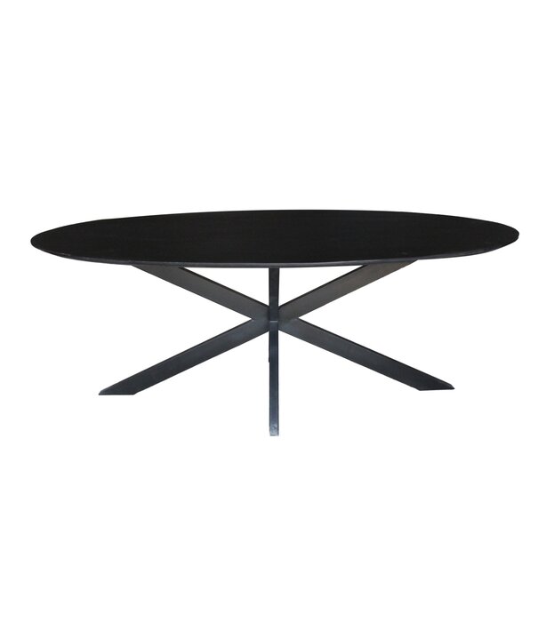 Duverger® Nordic - Eettafel - acacia - zwart - 210cm - ovaal - spiderpoot - gecoat staal