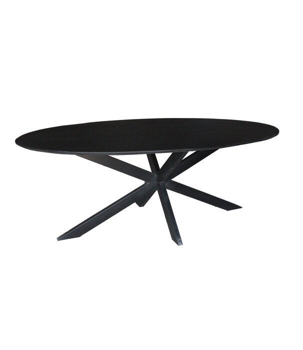 Duverger® Nordic - Table de salle à manger - acacia - noir - 210cm - ovale - pied araignée - acier laqué