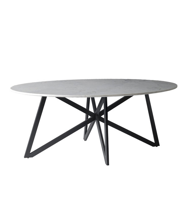 Duverger® Marble - Table de salle à manger - marbre - acier revêtu - 200cm - blanc - ovale