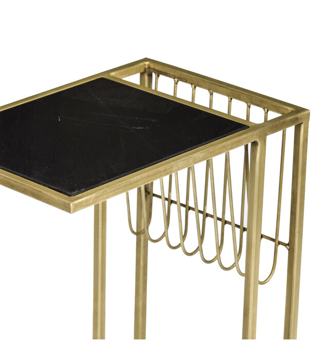 Duverger® Marble - Table d'appoint - marbre - acier laqué - noir - or - rectangulaire