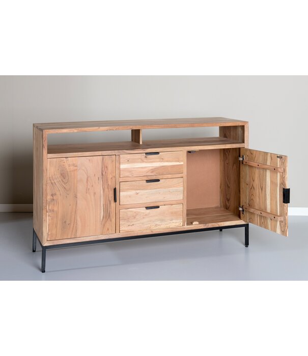 Duverger® Nordic - Dressoir - acacia - naturel - L 140cm - 2 deuren - 3 laden - nis