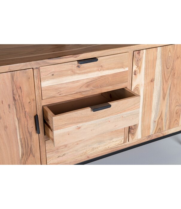 Duverger® Nordic - Crédence - acacia - naturel - L 140cm - 2 portes - 3 tiroirs - niche