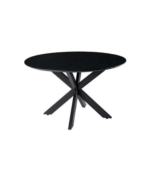 Duverger® Nordic - Table de salle à manger - acacia - noir - ronde - dia 130cm - pied araignée - acier laqué