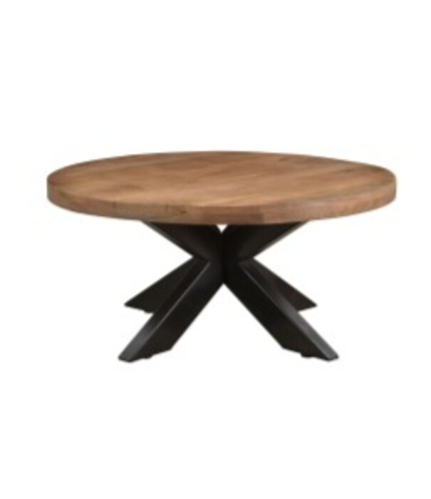 Duverger® Omerta - Table basse - ronde 80cm - manguier - naturel - pied araignée en acier - laqué noir