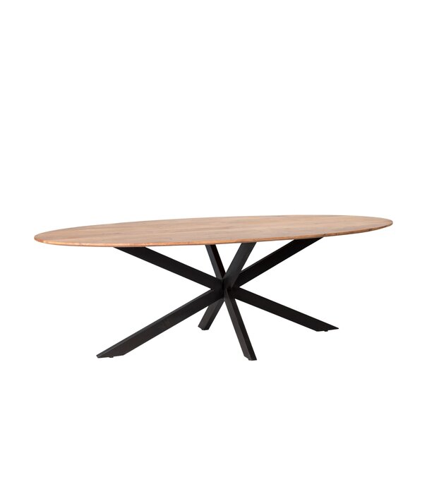 Duverger® Nordic - Table de salle à manger - acacia - naturel - ovale - L 180cm - pied araignée - acier laqué