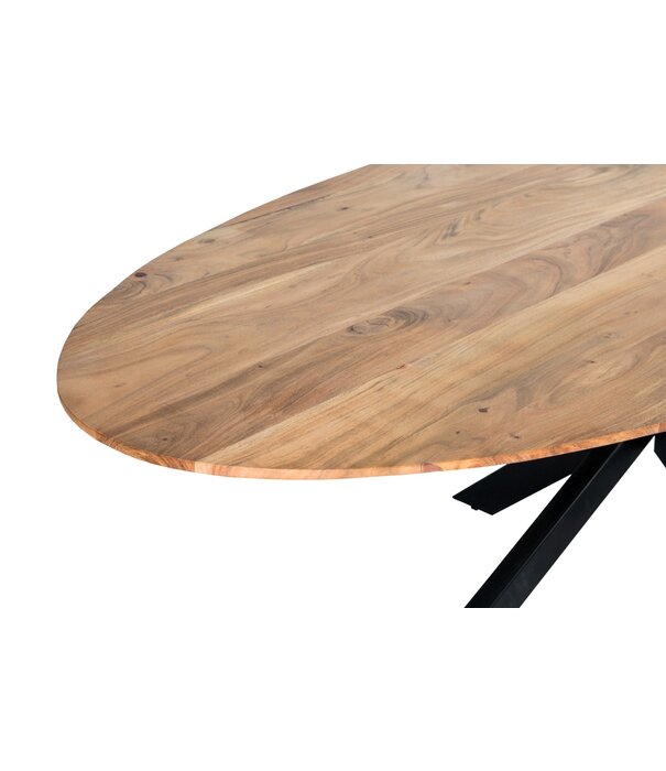 Duverger® Nordic - Table de salle à manger - acacia - naturel - ovale - L 180cm - pied araignée - acier laqué