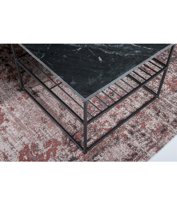 Duverger® Marble - Salontafel - 55cm - marmer - gecoat staal - zwart - vierkant 