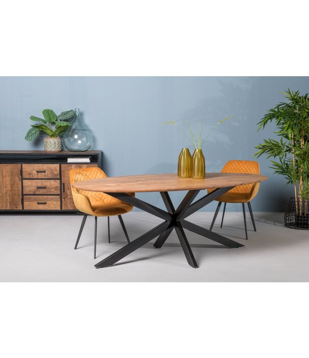 Duverger® Nordic - Eettafel - acacia - naturel - ovaal - L 180cm - spider poot - gecoat staal