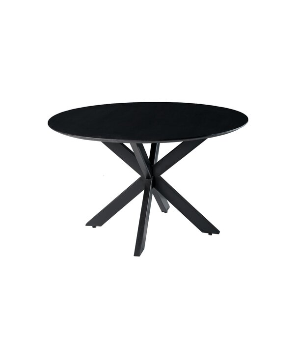 Duverger® Nordic - Eettafel - acacia - zwart - rond - dia 120cm - spider poot - gecoat staal