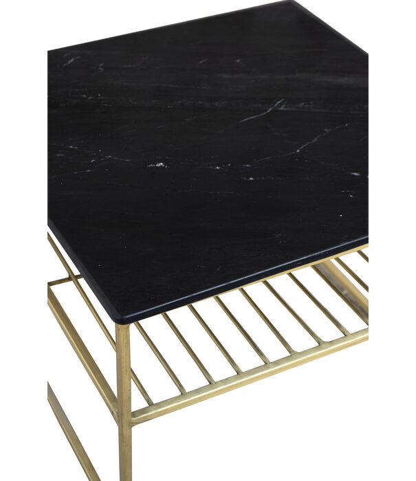 Duverger® Marble - Couchtisch - 55cm - Marmor - beschichteter Stahl - schwarz - gold - quadratisch