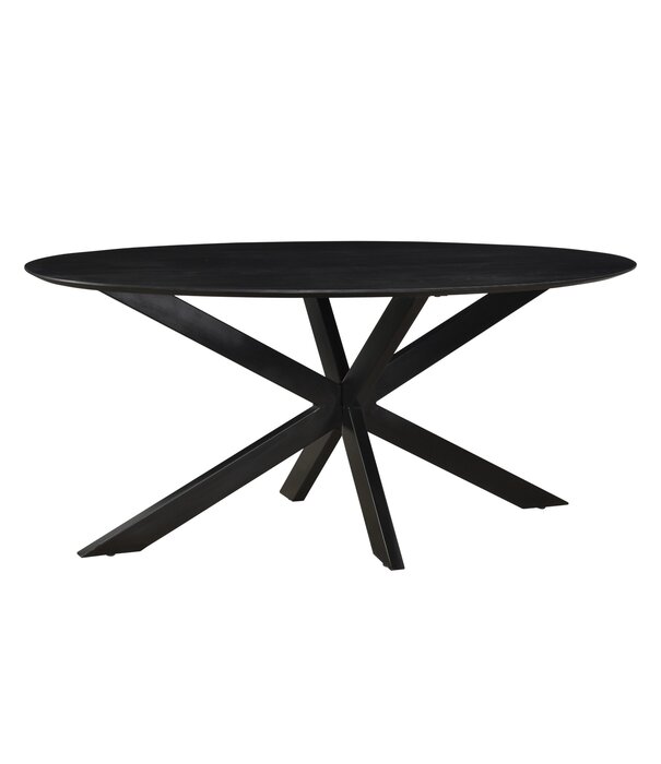 Duverger® Nordic - Eettafel - acacia - zwart - 160cm - ovaal - spiderpoot - gecoat staal