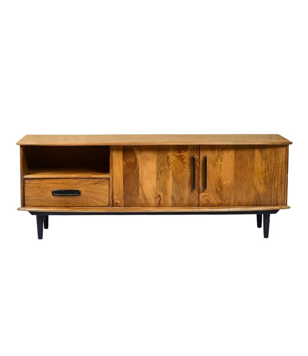 Duverger® Nostalgic Retro - TV-Schrank - Mangoholz - braun - Schublade - Nische - 2 Türen - L 152cm