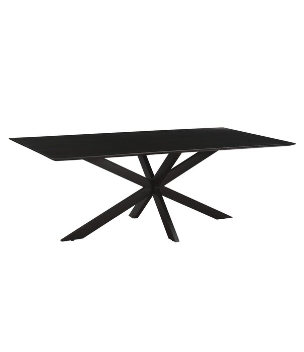 Duverger® Nordic - Eettafel - acacia - zwart - 220cm - rechthoekig - spiderpoot - gecoat staal