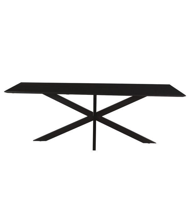 Duverger® Nordic - Table de salle à manger - acacia - noir - 220cm - rectangulaire - pied araignée - acier laqué
