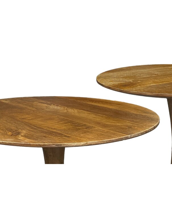 Duverger® Scandi-design - Table basse - ronde - 60cm - marron - bois de manguier - massif - pied central