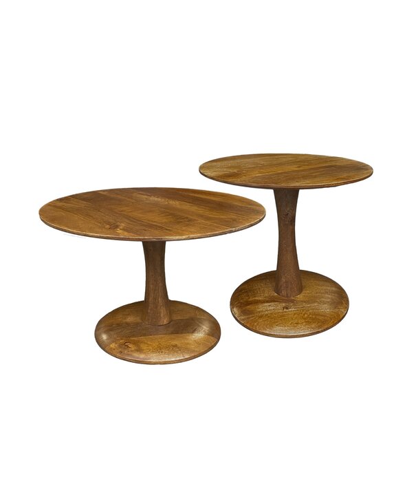 Duverger® Scandi-design - Salontafel - rond - 60cm - bruin - mangohout - massief - centrale poot