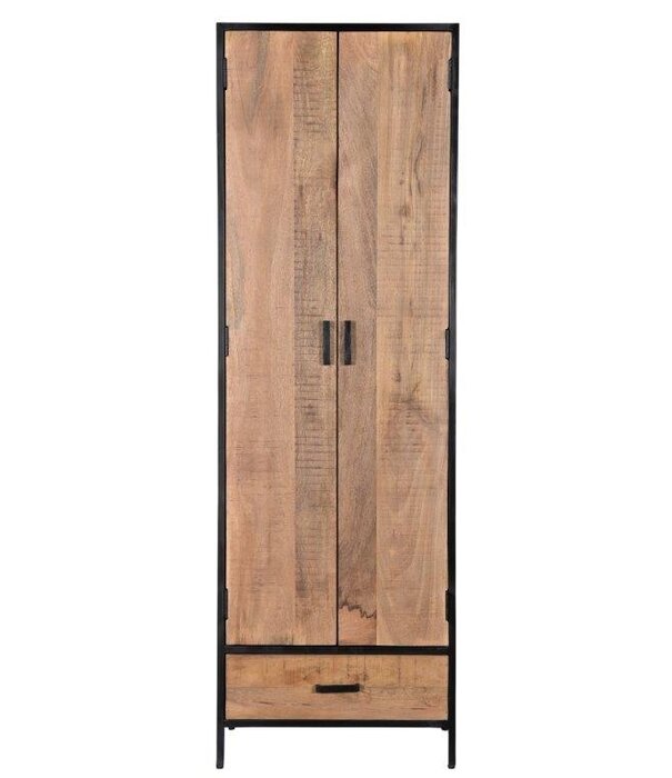 Duverger® Omerta - Lagerschrank - Mango - natur - 2 Türen - 1 Schublade - Stahlrahmen - schwarz beschichtet