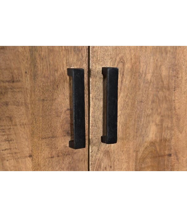 Duverger® Omerta - Lagerschrank - Mango - natur - 2 Türen - 1 Schublade - Stahlrahmen - schwarz beschichtet