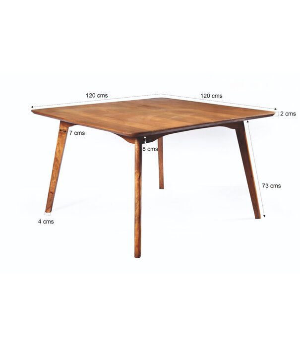 Duverger® Nostalgic retro - Eettafel - mangohout - bruin - L 120cm - vierkant