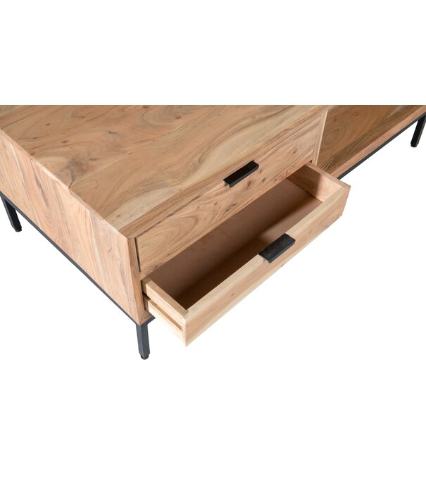 Duverger® Nordic - Table basse - acacia - naturel - L 120cm - 4 tiroirs - 1 niche