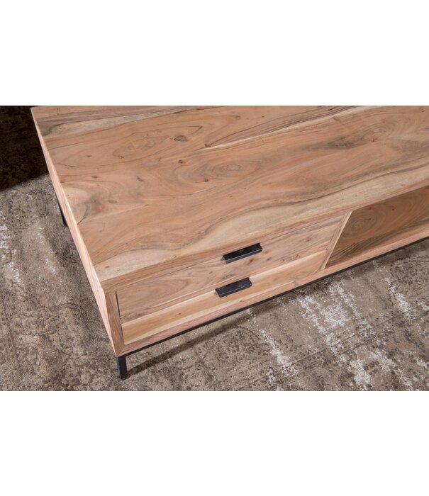 Duverger® Nordic - Table basse - acacia - naturel - L 120cm - 4 tiroirs - 1 niche