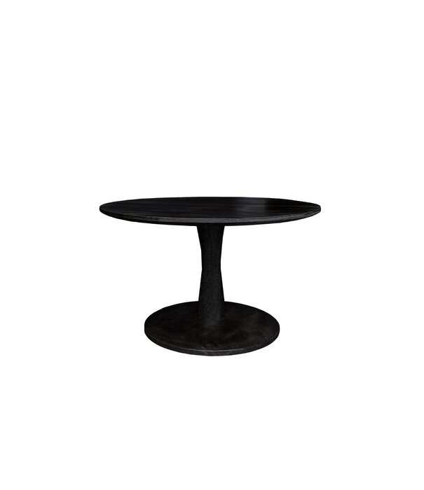 Duverger® Scandi-design - Table basse - ronde - 60cm - noir - bois de manguier - massif - pied central