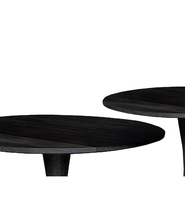 Duverger® Scandi-Design - Couchtisch - rund - 60cm - schwarz - Mangoholz - massiv - zentrales Bein