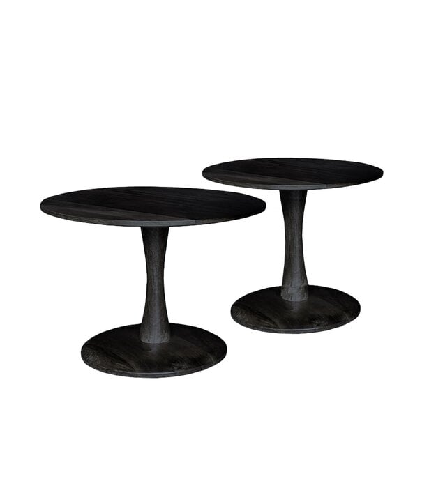 Duverger® Scandi-design - Salontafel - rond - 60cm - zwart- mangohout - massief - centrale poot