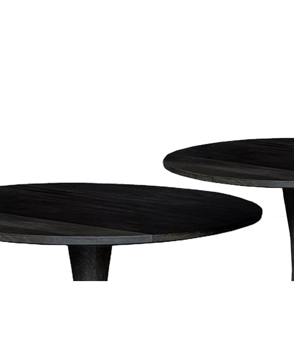 Duverger® Scandi-design - Table basse - ronde - 50cm - noir - bois de manguier - massif - pied central