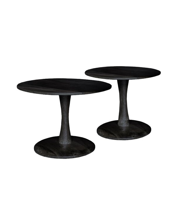 Duverger® Scandi-design - Salontafel - rond - 50cm - zwart- mangohout - massief - centrale poot