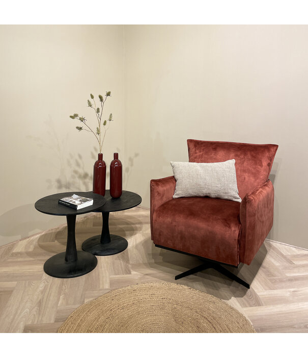 Duverger® Scandi-design - Table basse - ronde - 60cm - noir - bois de manguier - massif - pied central