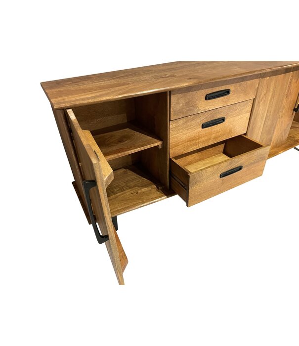 Duverger® Nostalgic retro - Dressoir - mangohout - bruin - 3 lades - 3 deuren - L 200cm