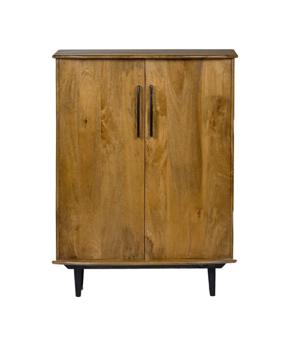 Duverger® Nostalgic retro - Meuble bar - bois de manguier - marron - 2 portes - tiroir - porte-bouteilles