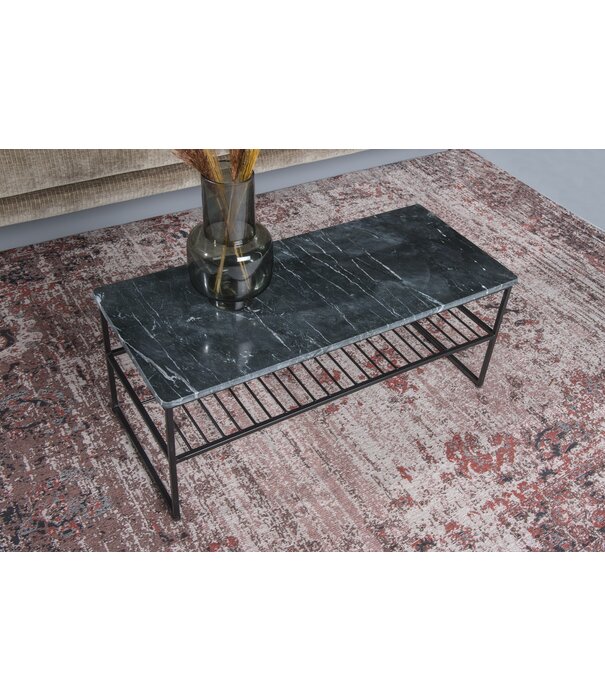 Duverger® Marble - Salontafel - 90cm - marmer - gecoat staal - zwart - rechthoekig