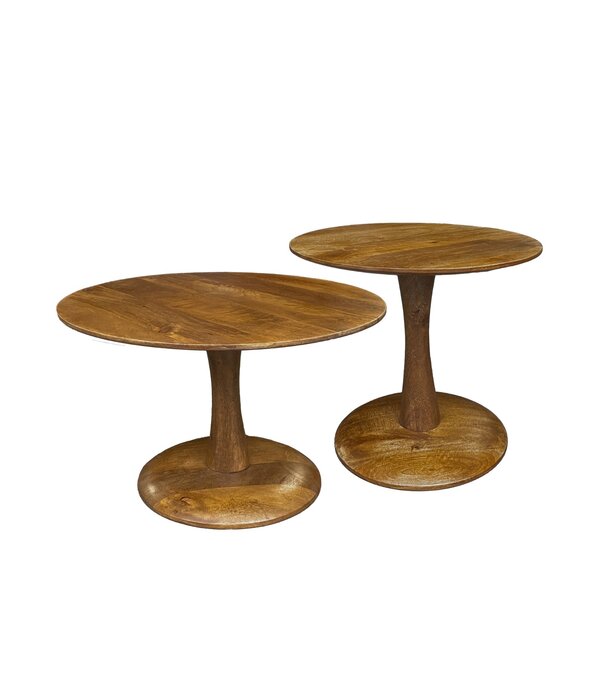 Duverger® Scandi-design - Table basse - ronde - 50cm - marron - bois de manguier - massif - pied central