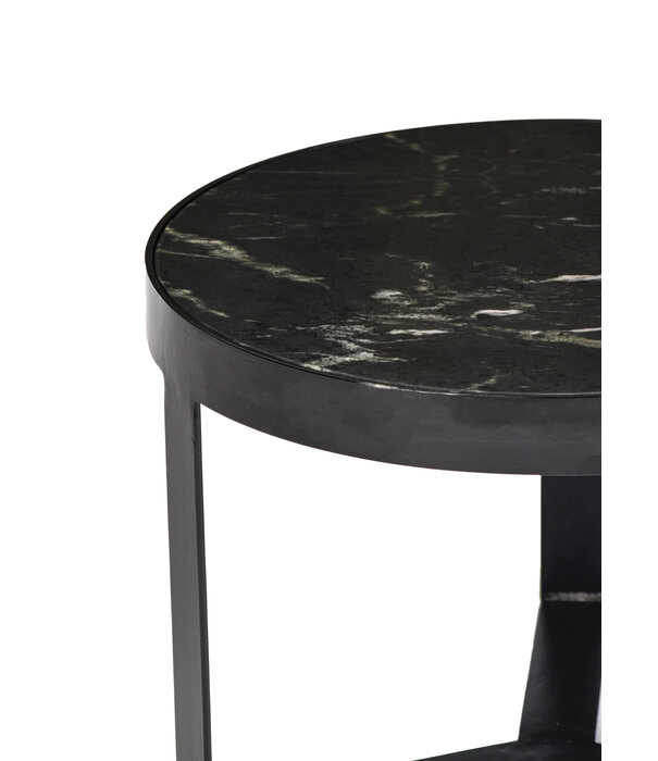 Duverger® Marble - Bijzettafel - 50cm - rond - marmer - gecoat staal - zwart