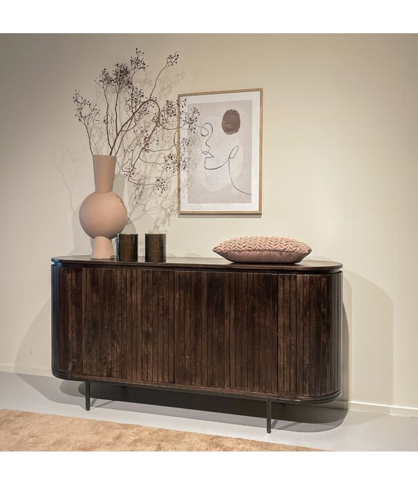 Duverger® Durango - Sideboard - Mangoholz - Walnuss - 4 Türen - Stahlbeine - 170cm