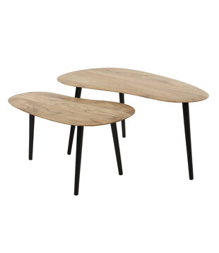 Pure - Tables basses - set de 2 - acacia massif - forme réniforme - pieds noirs - acier