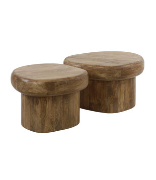 Arbol - Tables basses - set of 2 - mango - ovales - couleur sable - bord relevé