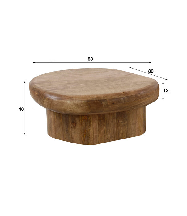 Duverger® Arbol - Table basse - manguier - ovale/ronde - couleur sable - bord relevé