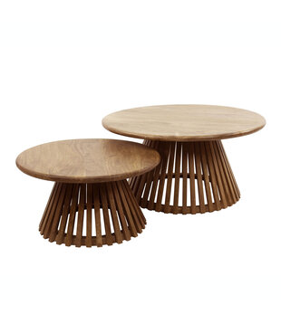 Picket - Table basse - set de 2 - mango - plateau rond - base conique