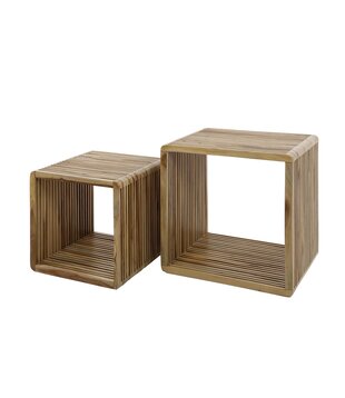 Razz - Couchtisch - 2er Set - Teakholz - Streifen