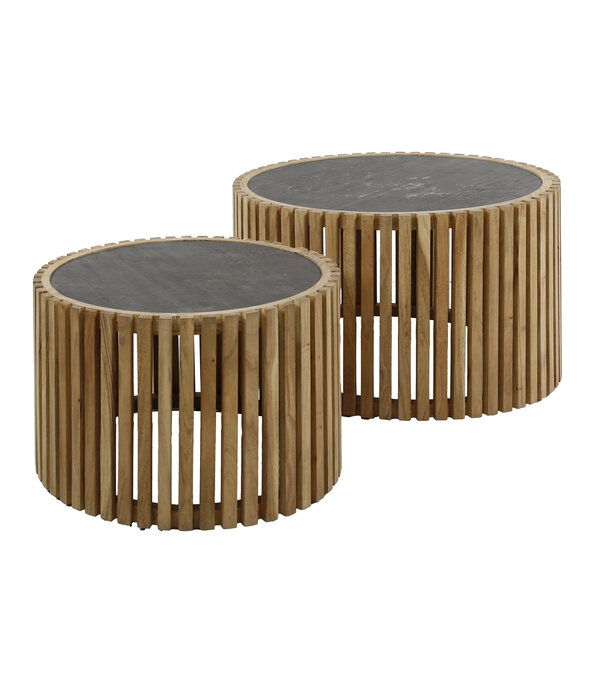 Duverger® Schist - Table basse - set de 2 - slate - acacia - round - bars