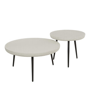 Alabaster - Table basse - set de 2 - marbre composite - pieds en acier - noir