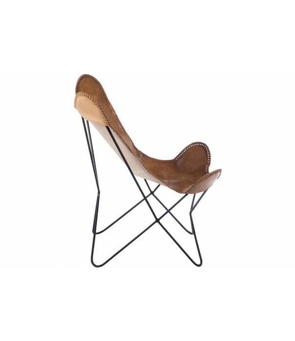 Duverger® Butterfly - Fauteuil - fauteuil papillon - marron - cuir - 73 x65x90cm