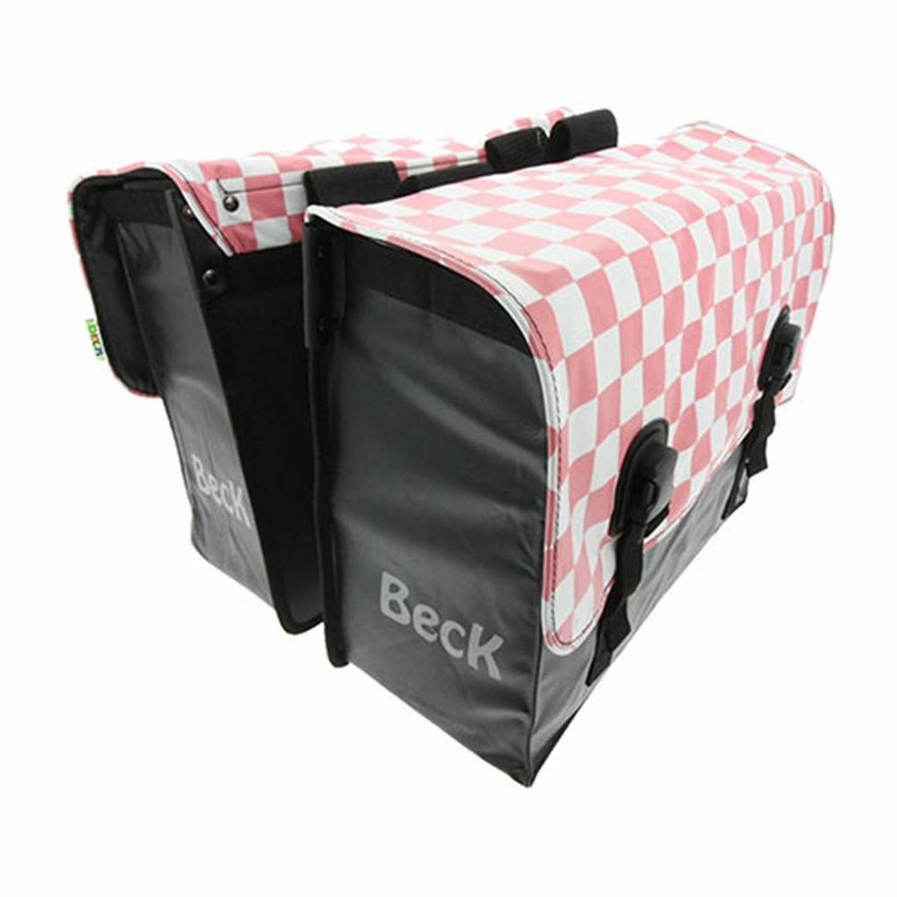 Beck Dubbele Fietstas Classic Pink Checker Beck Dubbele Fietstas Classic Pink Checker