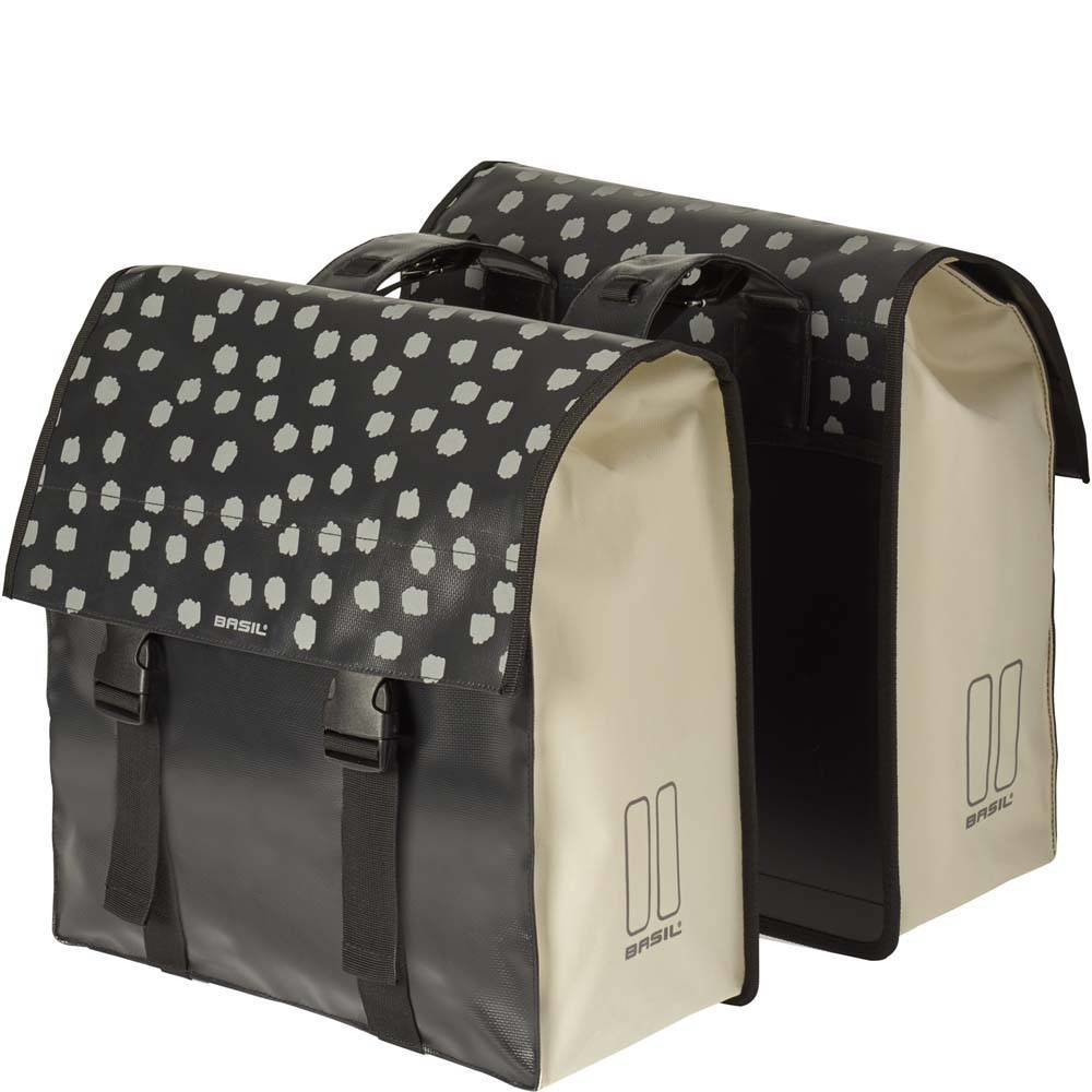 Basil dubbele fietstas Urban load zwart/wit Basil dubbele fietstas Urban load zwart/wit