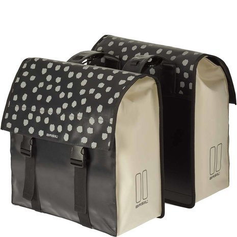 Basil dubbele fietstas Urban load zwart/wit Basil dubbele fietstas Urban load zwart/wit