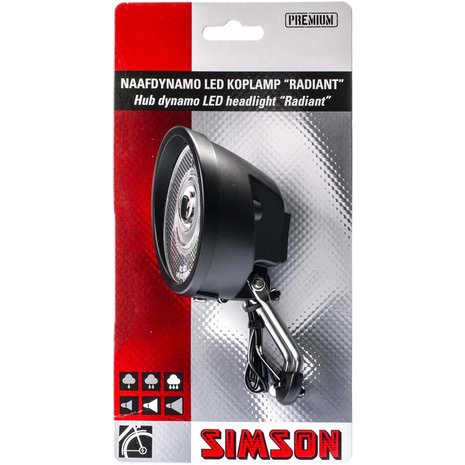 Simson koplamp Radiant naafdyn 7 lux aan/uit