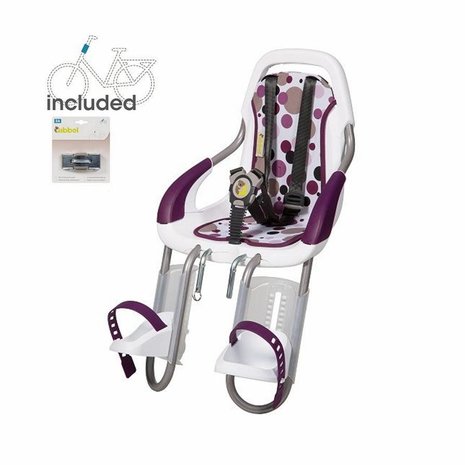 Qibbel voorzitje wit stuurpen bevestiging Purple dots Qibbel voorzitje wit stuurpen bevestiging Purple dots